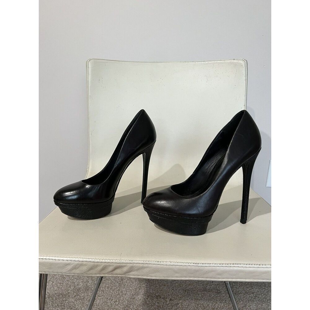 Brian Atwood Black Patent Leather Platform Heels